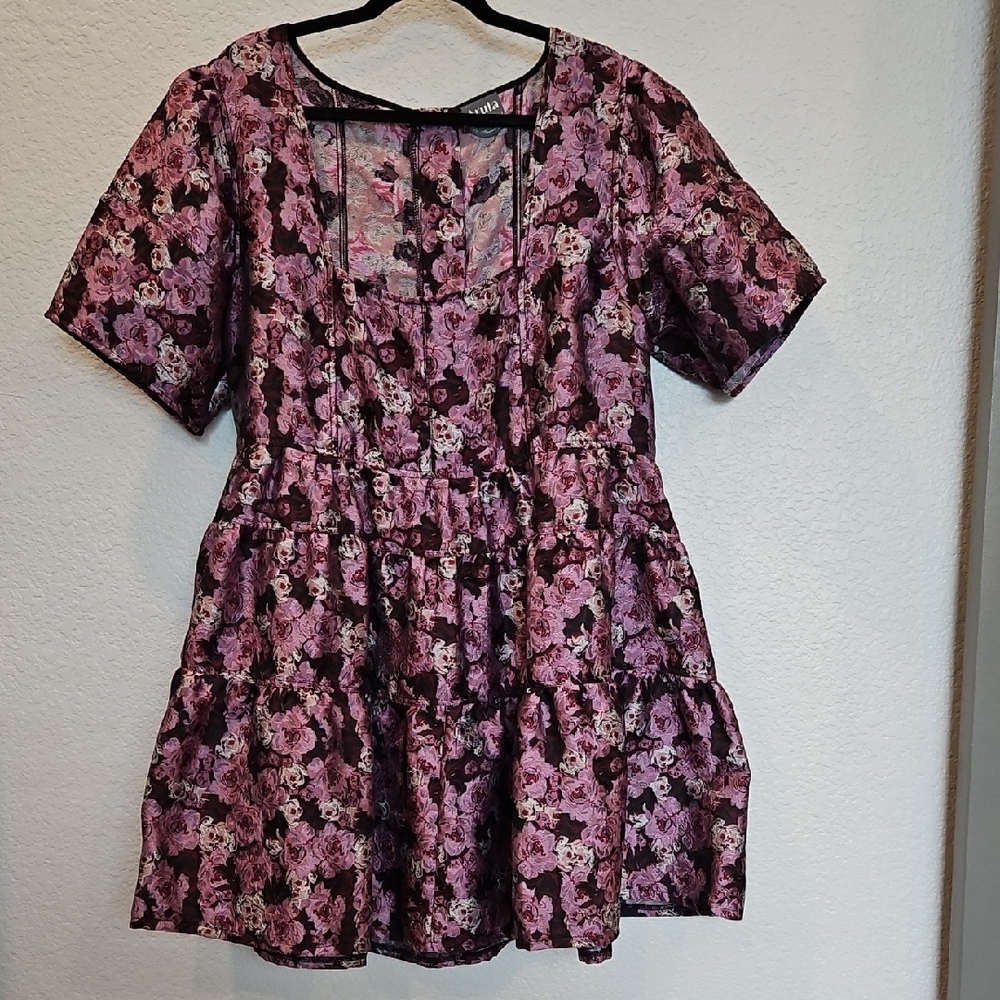 ARULA Purple and Maroon Floral Dress
